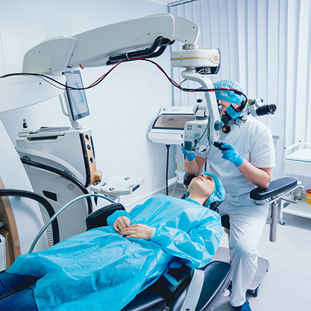 patient having eye exam